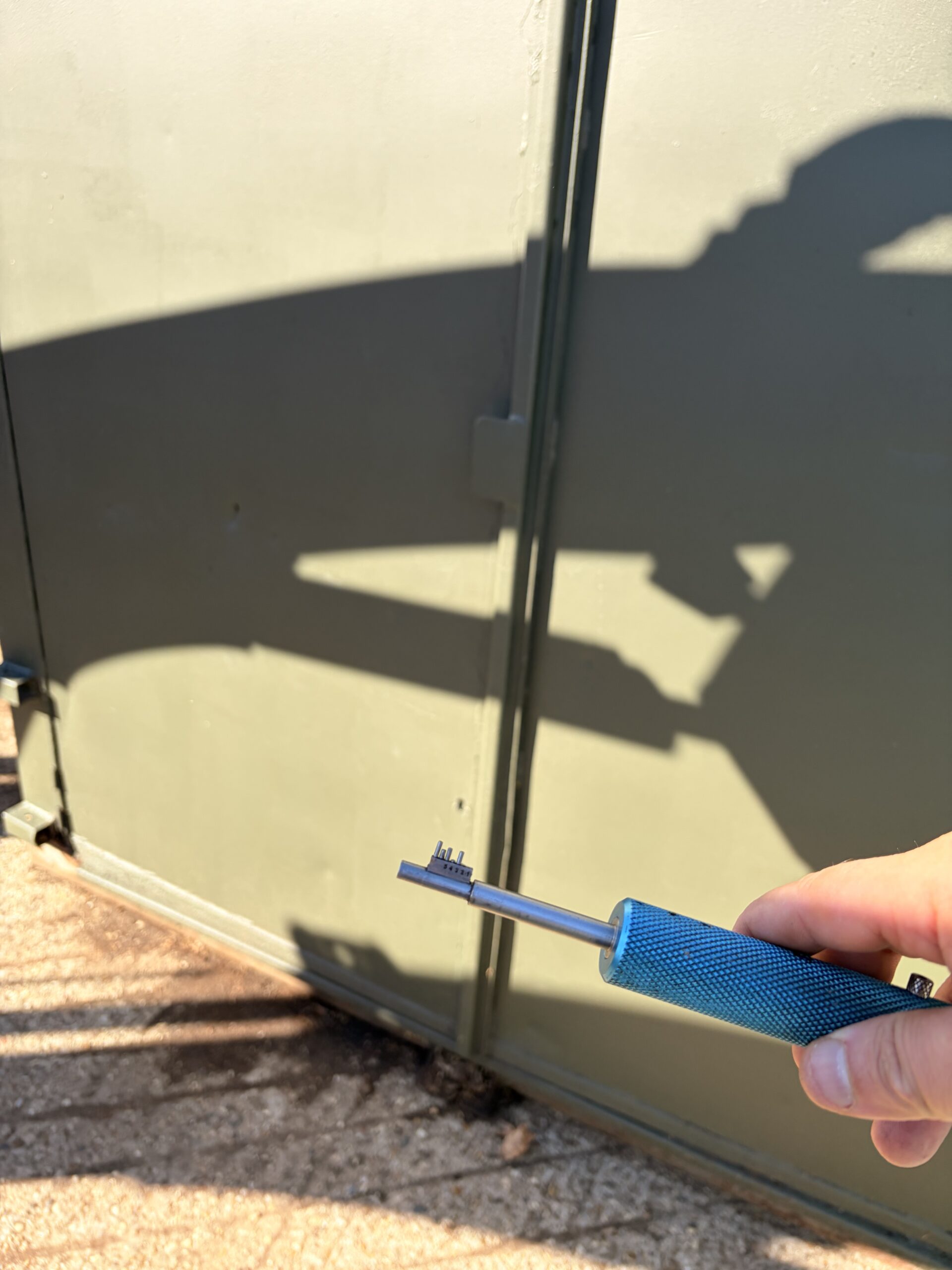Shipping container locksmith job in Bishop's Stortford following lost keys and replacement of mortice locks